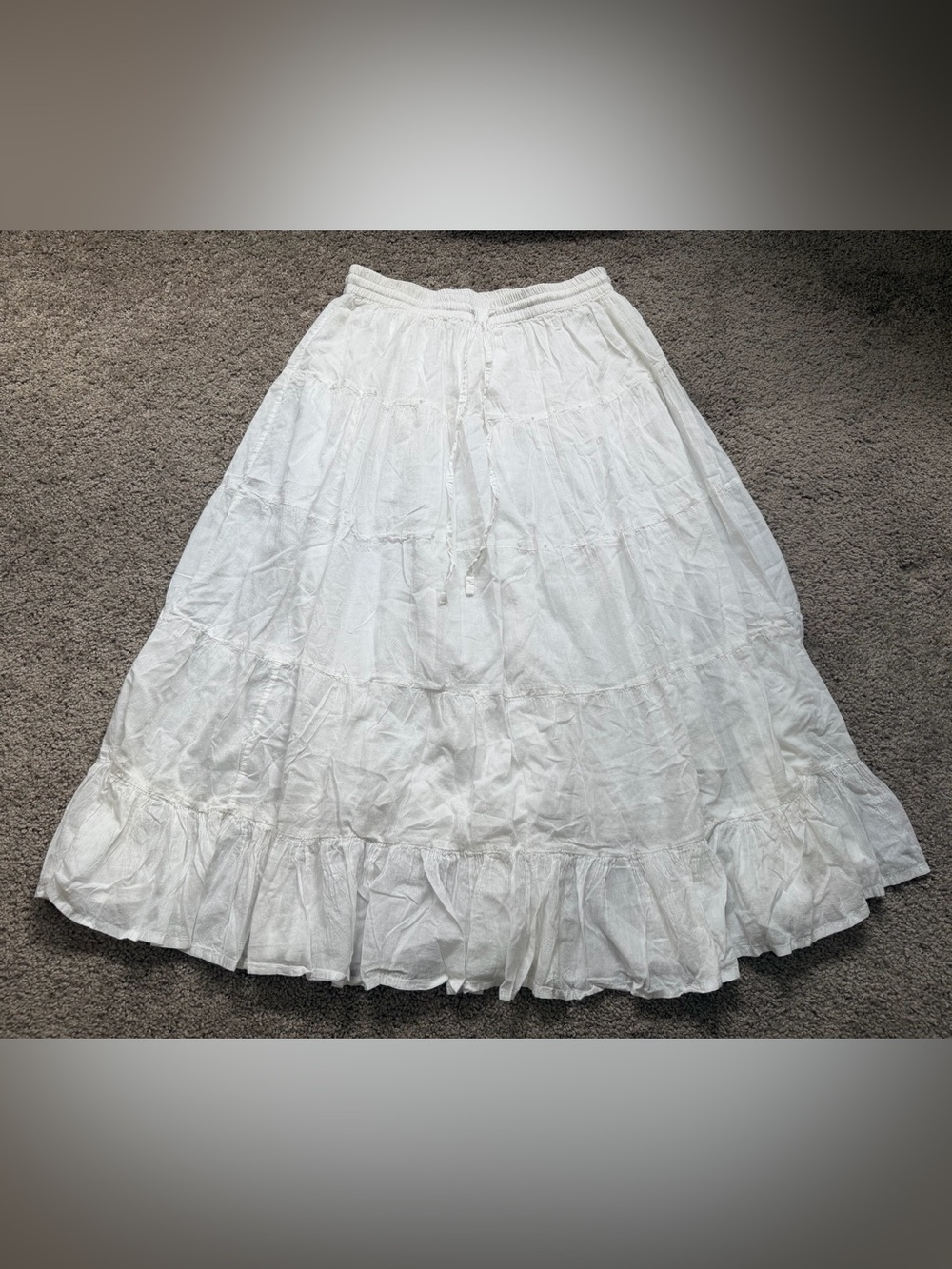 Y2K Pretty Woman beaded white layered maxi skirt coquette Americana country